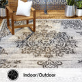 Grey Black 7'9"x10'2" Indoor Outdoor Area Rug I98860