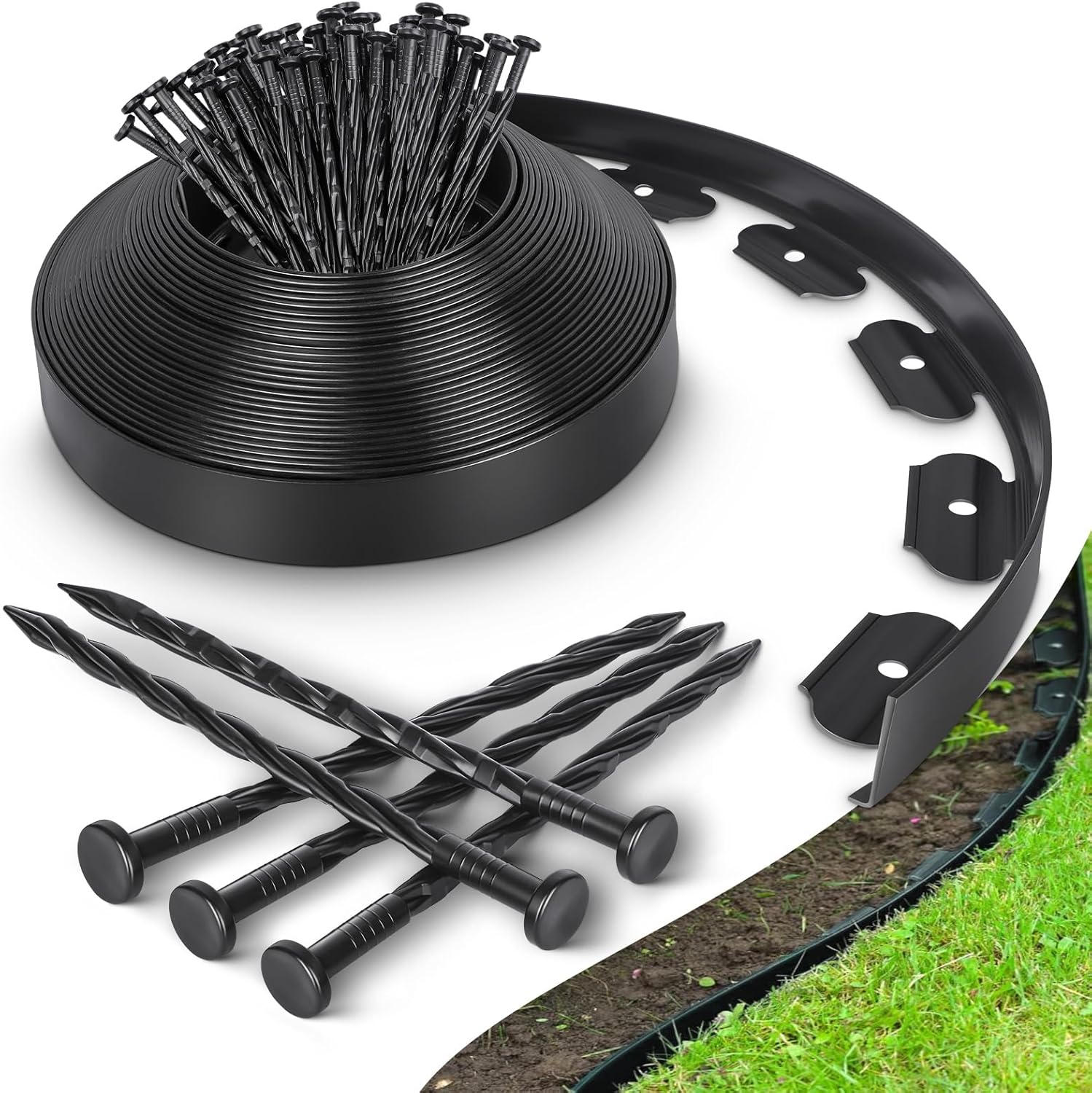 33FT No Dig Landscape Edging Border Kit with 40 Spikes Y98602