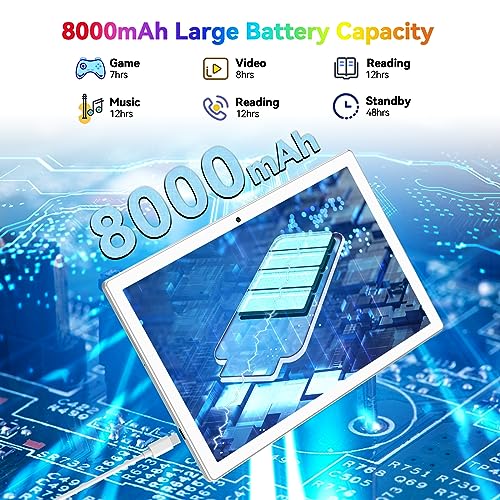 Android 13 Tablet, 10.1 inch, 128GB, 16GB, 8000mAh Battery A68510
