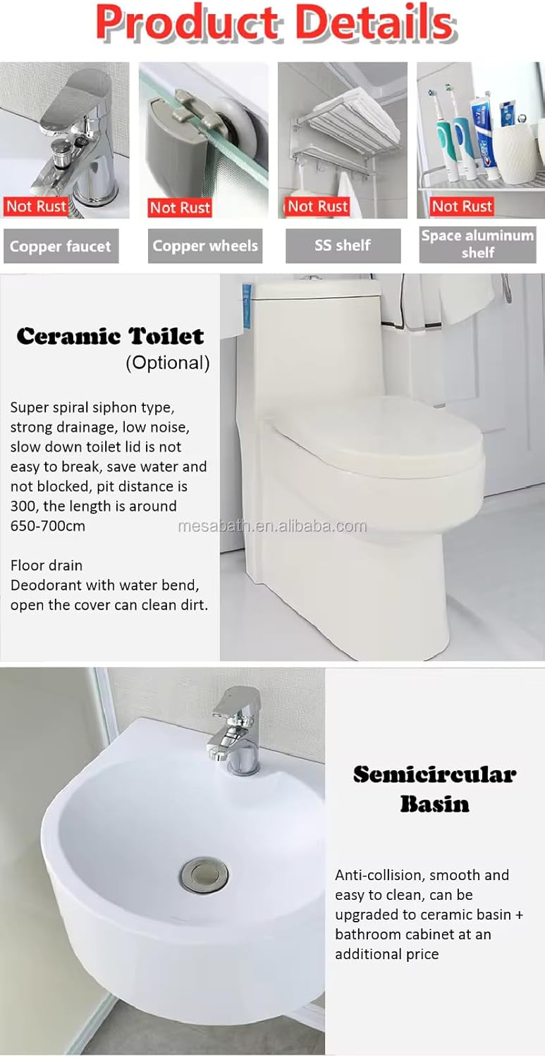 Prefab Bathroom Unit Toilet Shower Cubicle Set F5074