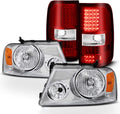 Chrome Headlights and Red Clear Tail Brake Lights Pair J8830