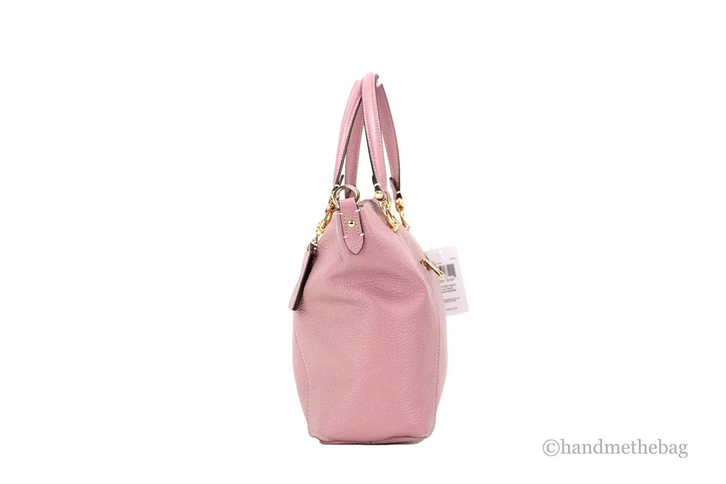 True Pink Pebbled Leather Top Zip Satchel Crossbody Handbag S793243