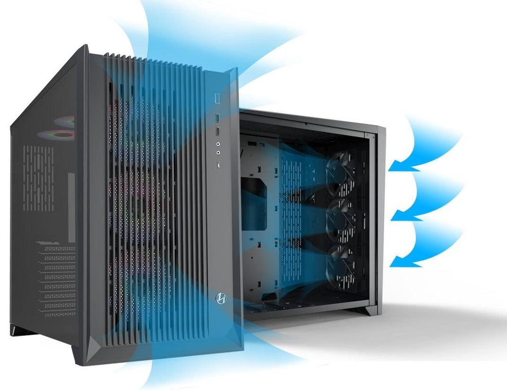Black SECC Tempered Glass ATX Mid Tower Computer Case Q10281