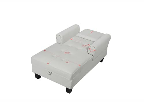 Beige Corduroy Chaise Lounge with Storage X3174
