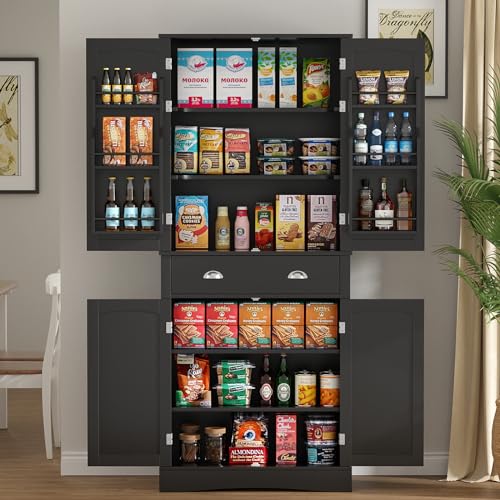 White 4 Door 1 Drawer Tall Storage Cabinet with Adjustable Shelves J505046