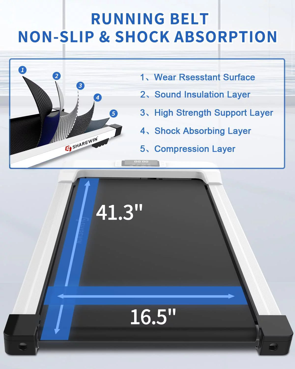 White Under Desk Treadmill 300 lb Capacity with Remote Control and LED Display D81988