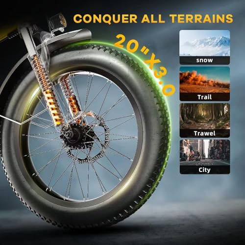 20" Fat Tire 1000W Folding Electric Bike with 48V Removable Battery V63745