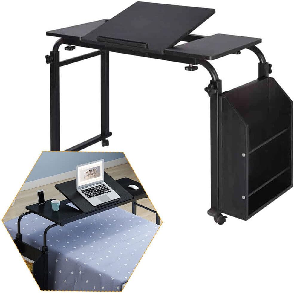Adjustable Height Length Overbed Table with Wheels and Tilt Tabletop X72628