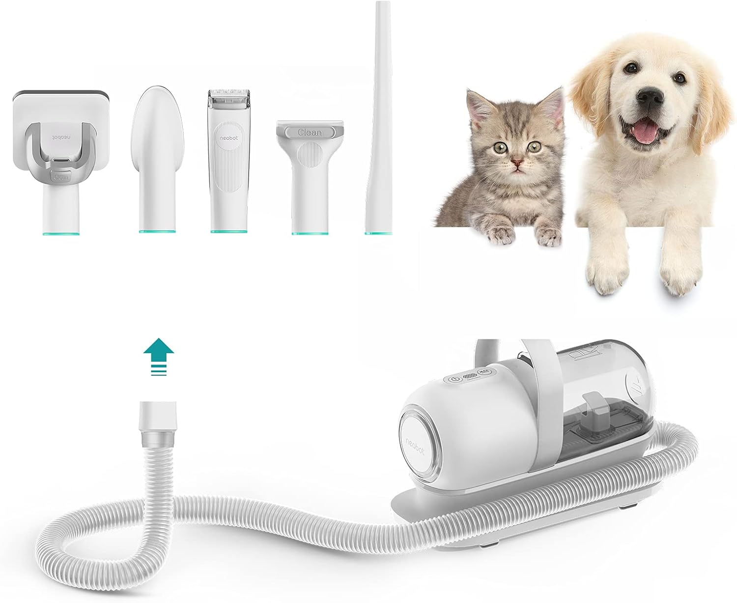 Pet Grooming Kit & Vacuum Suction 99% Pet Hair, Professional Grooming Clippers with 5 Grooming Tools S859