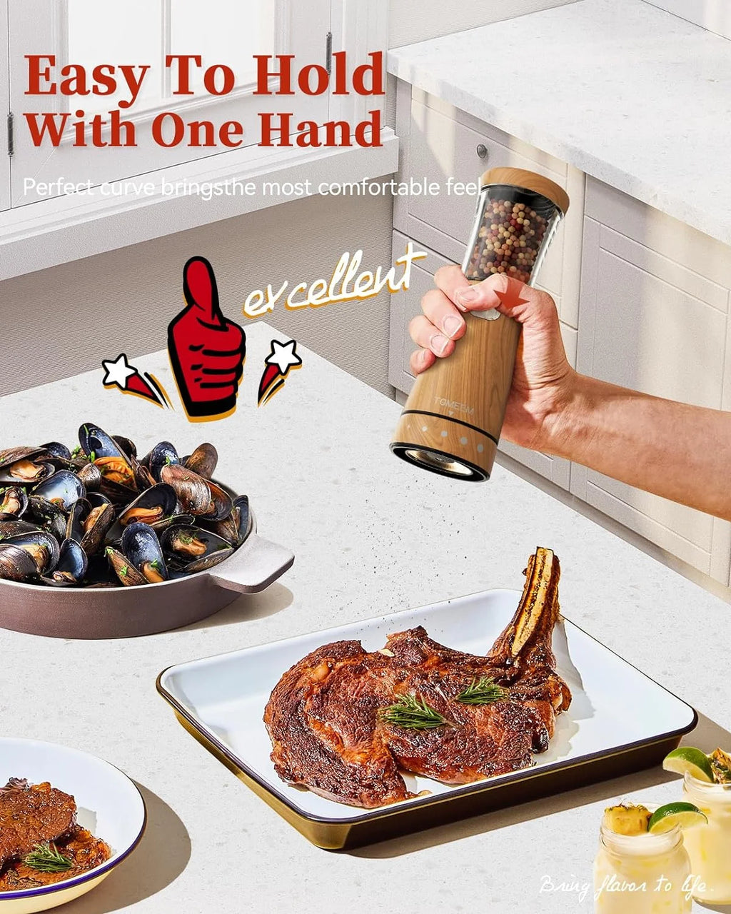 Electric Salt and Pepper Grinder Set 2 Pack USB Rechargeable with LED Light I579789