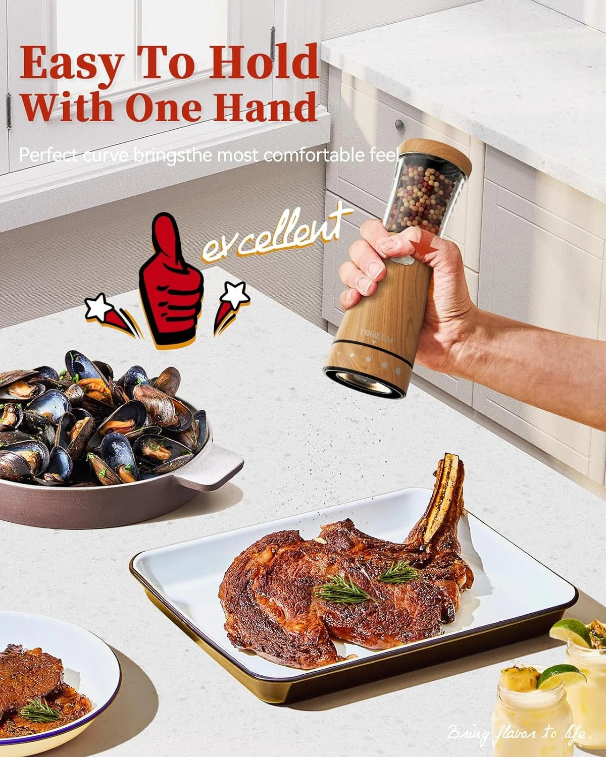 Electric Salt and Pepper Grinder Set 2 Pack USB Rechargeable with LED Light I579789
