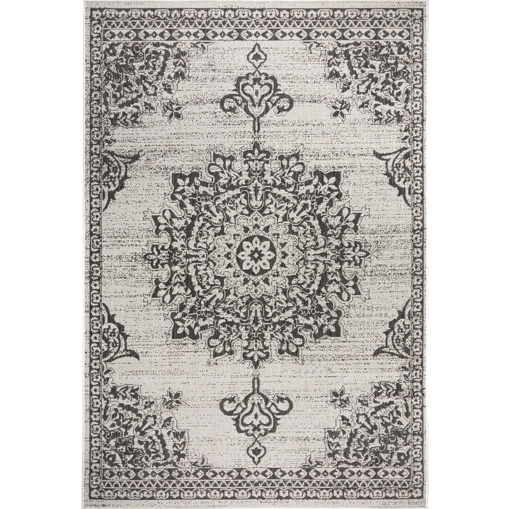 Grey Black 7'9"x10'2" Indoor Outdoor Area Rug I98860