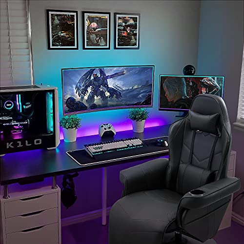 White PU Leather Gaming Recliner Chair with Footrest Headrest and Lumbar Support U2574
