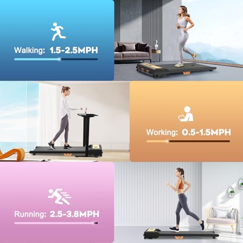Under Desk Walking Treadmill with 265LBS Weight Capacity, 2 in 1 Portable Compact Treadmill U3159