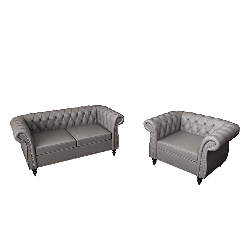 Beige Velvet Sofa Loveseat Chair 3 Piece Set W6541