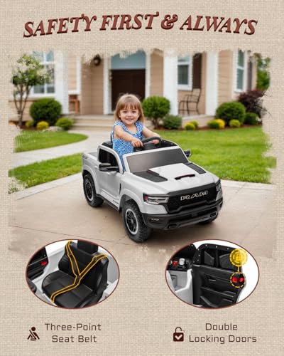 12V Licensed Ram 1500 Ride on Toy with Parent Remote Control (Black) W3402