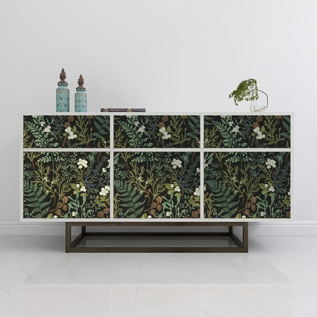 Black Floral Peel and Stick Wallpaper 17.7in x 9.8ft T441