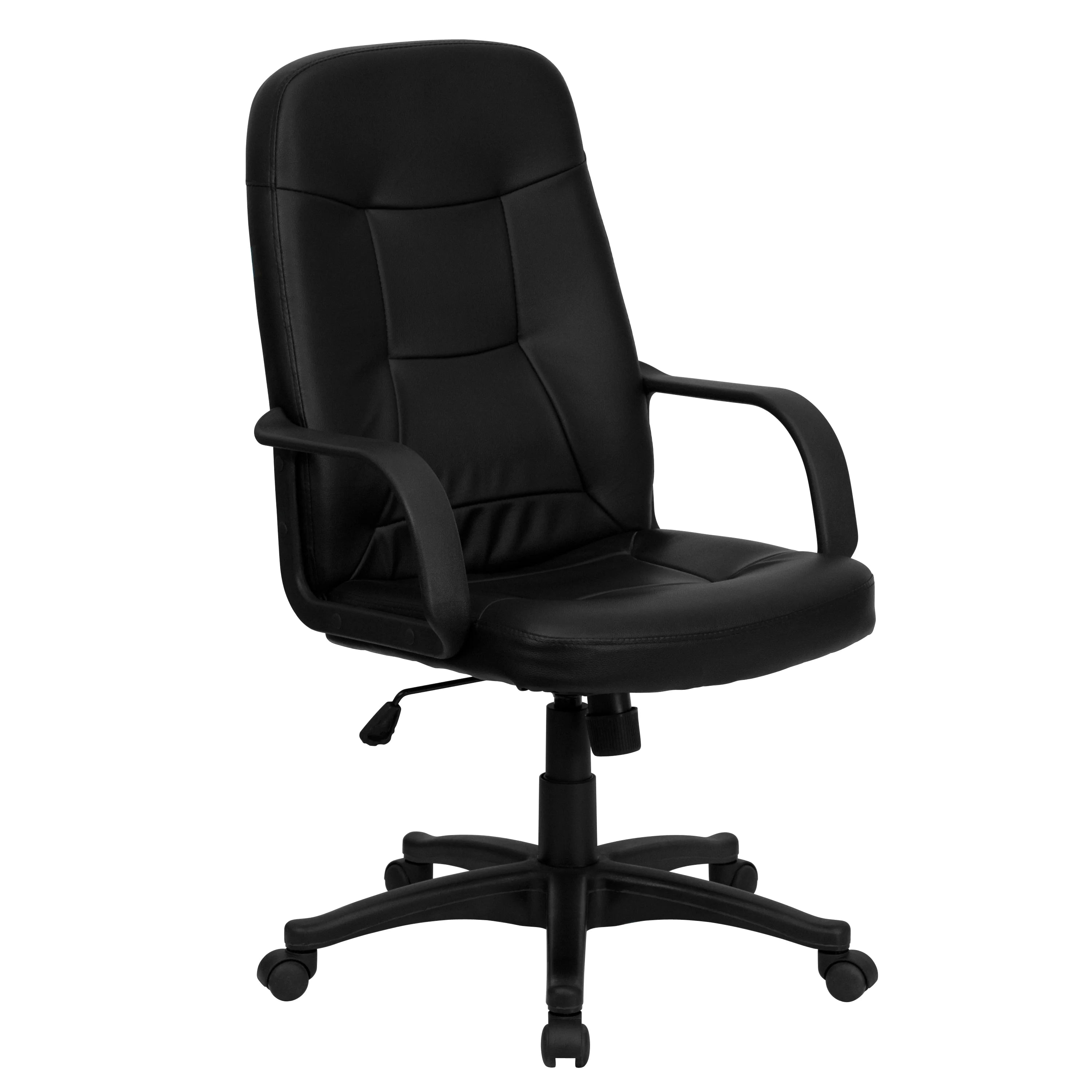 Black Glove Vinyl Executive Swivel Office Chair with Arms P14154