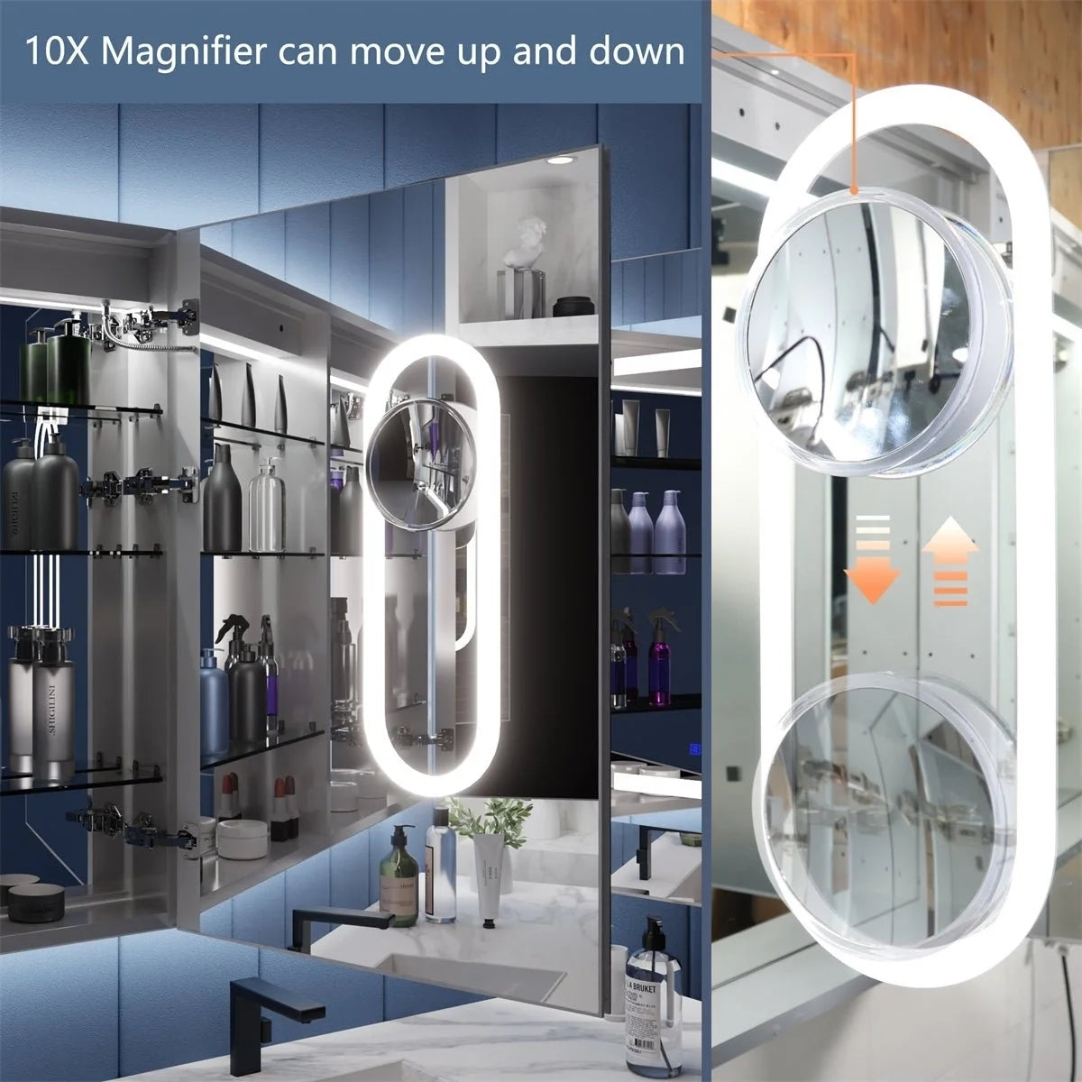 54" x 36" LED Lighted Mirrored Medicine Cabinet O2580