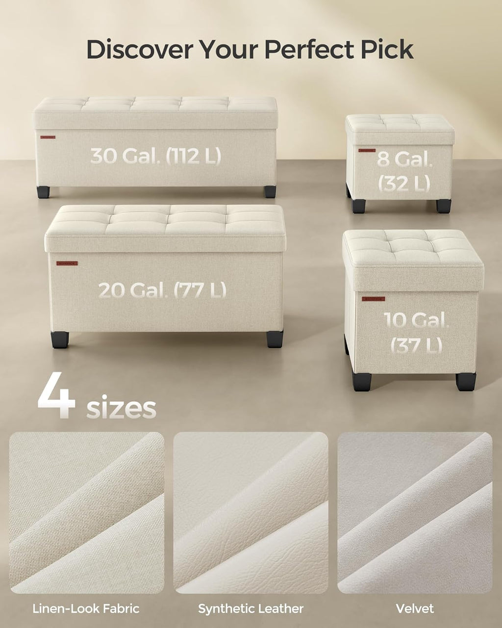 Cream White Storage Ottoman Bench C70620