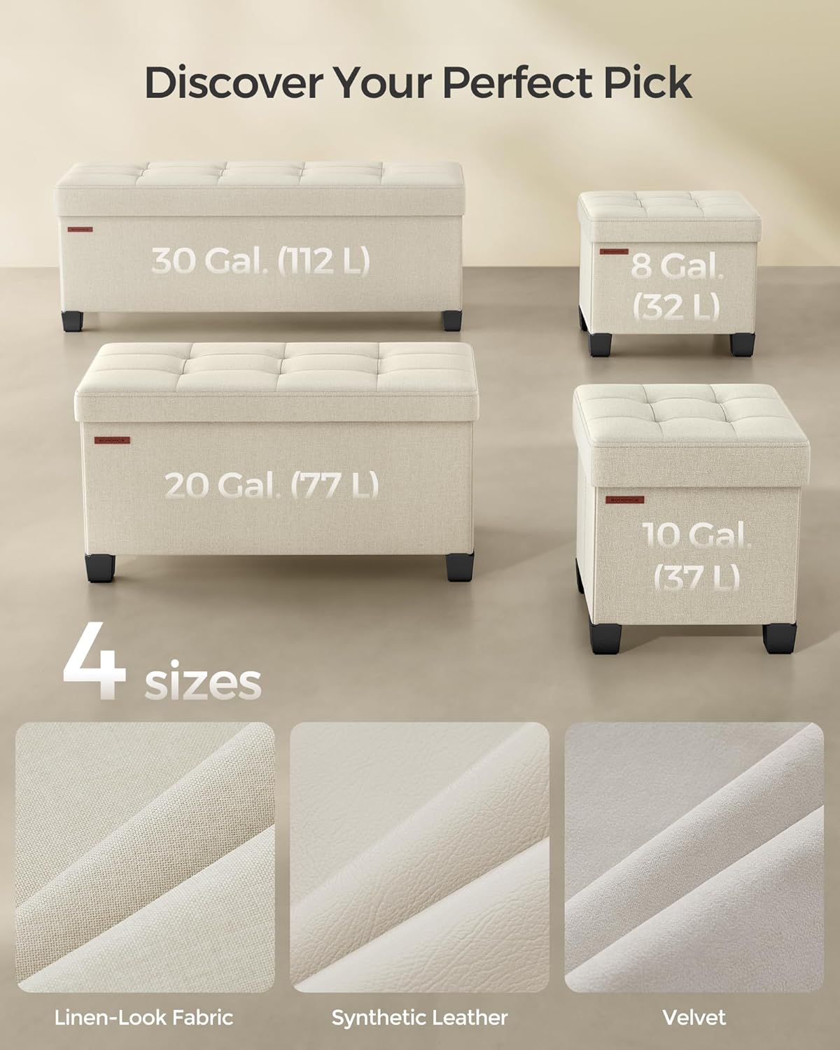 Cream White Storage Ottoman Bench C70620
