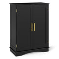 Black 31.5" H Floor Storage Cabinet with 2 Doors and Adjustable Shelves O307