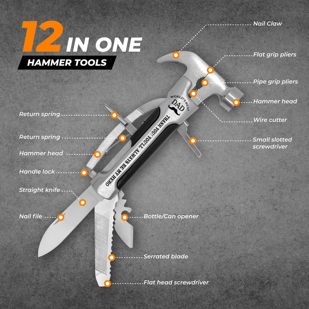 Stainless Steel Hammer Multitool with case and clip N553