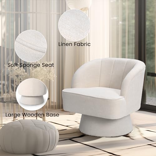 Beige Linen Swivel Accent Chair K848