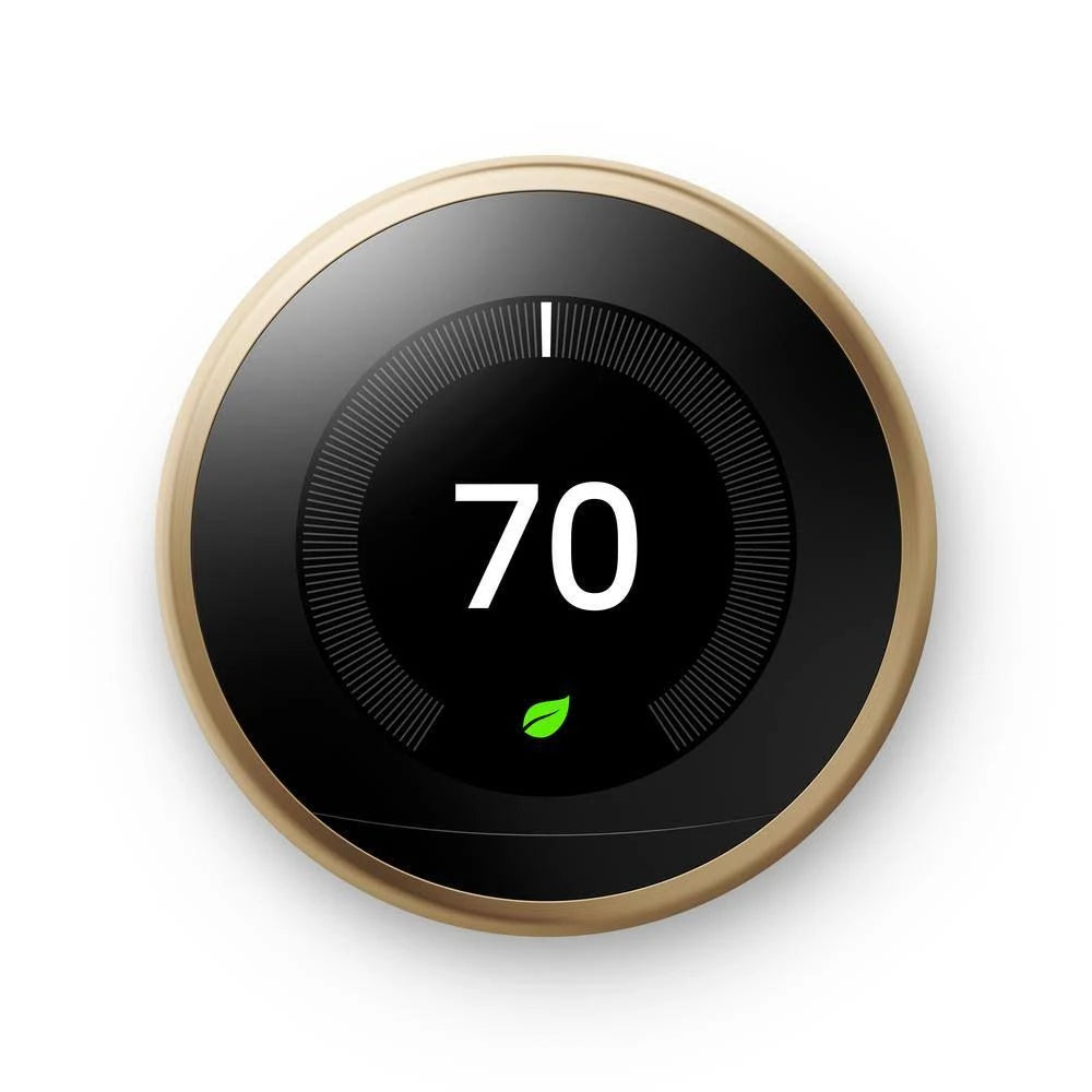 Brass Gold Nest Learning Thermostat and Temperature Sensor C119019
