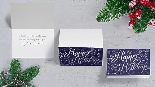 50 Pack Silver Foil Accents 5" x 7" High Gloss Christmas Cards with 50 Envelopes S8379
