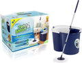 Hand Push Spin Mop with 2 Microfiber Mopheads O1387