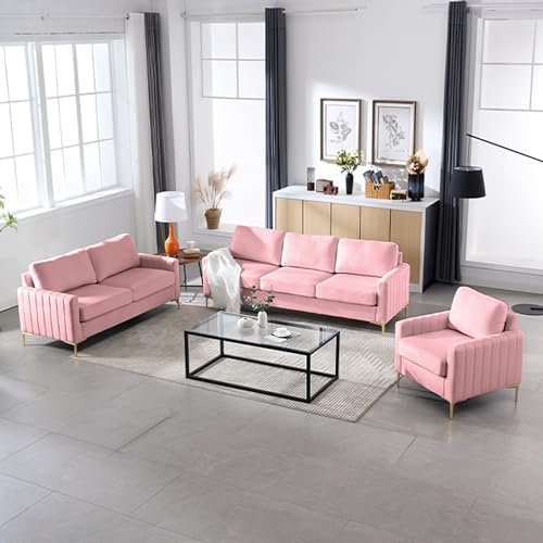 Black Velvet 3 Piece Sofa Set M7076