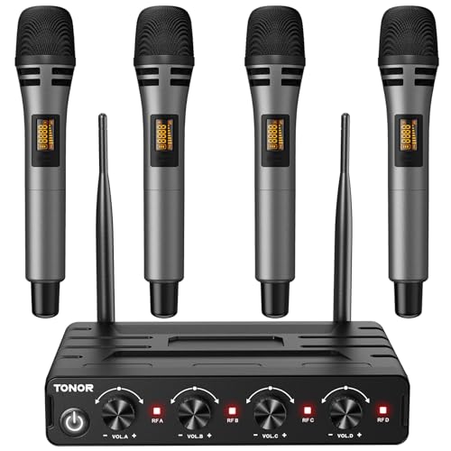 Wireless Microphone System with 4x10 Channels Cordless Handheld Microphone Y646