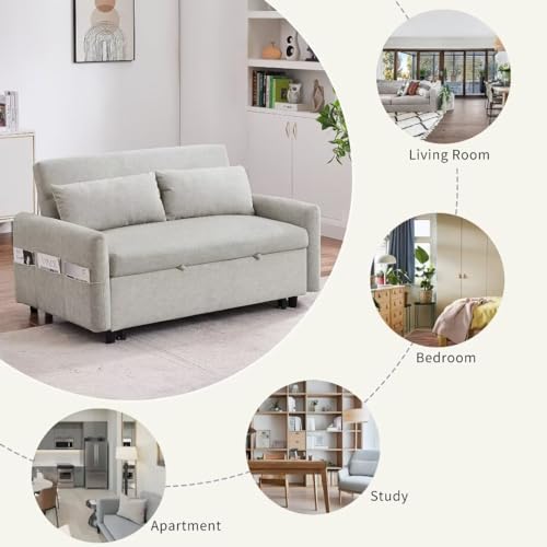 Pull Out Sleep Sofa Couch with Adjustable Backrest, USB Port, 2 Pillows Y891361