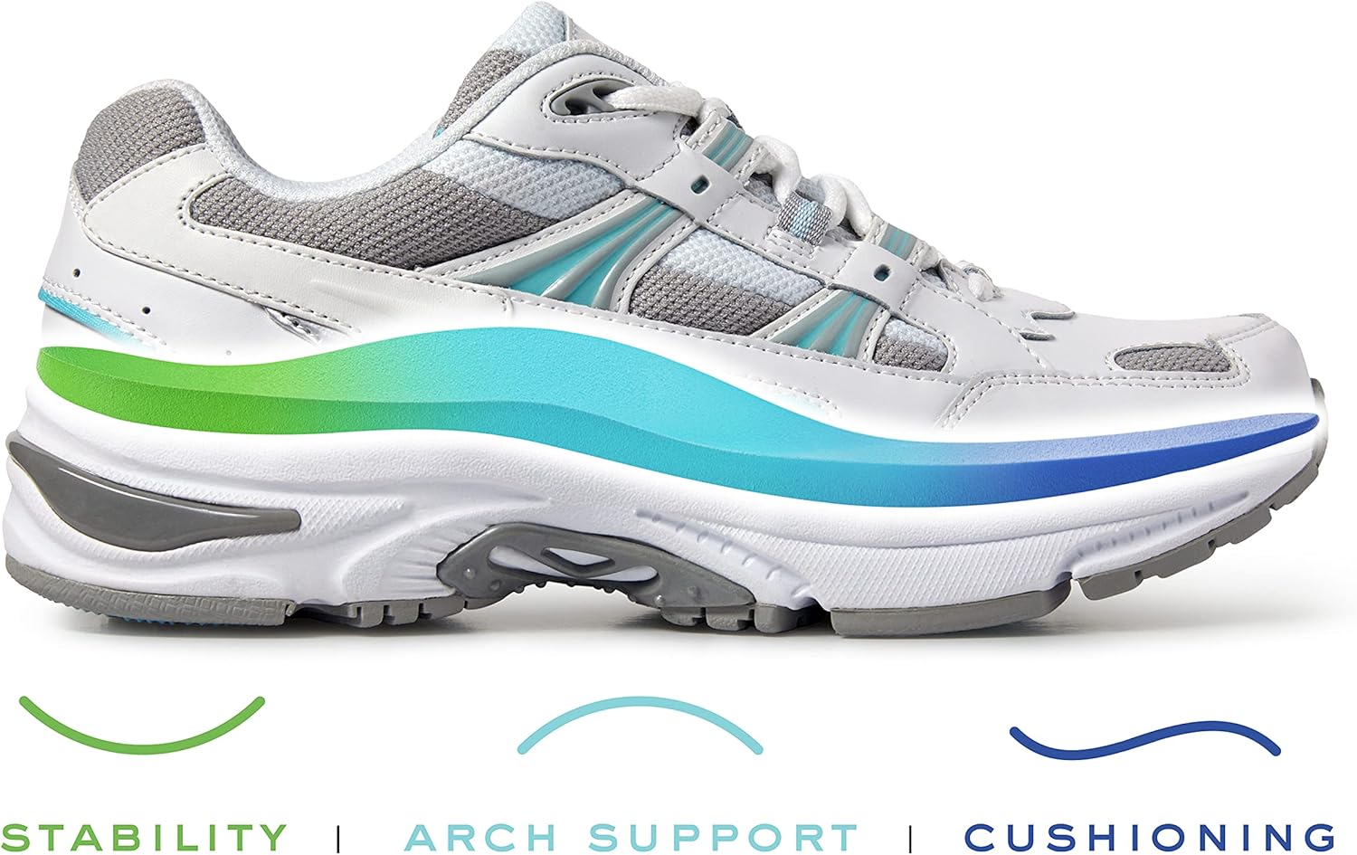 White and Blue Leather Walking Shoes 11 Wide X737
