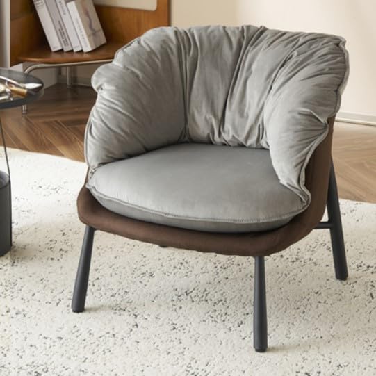 Black & Gray Velvet Barrel Chair with Metal Legs J433369