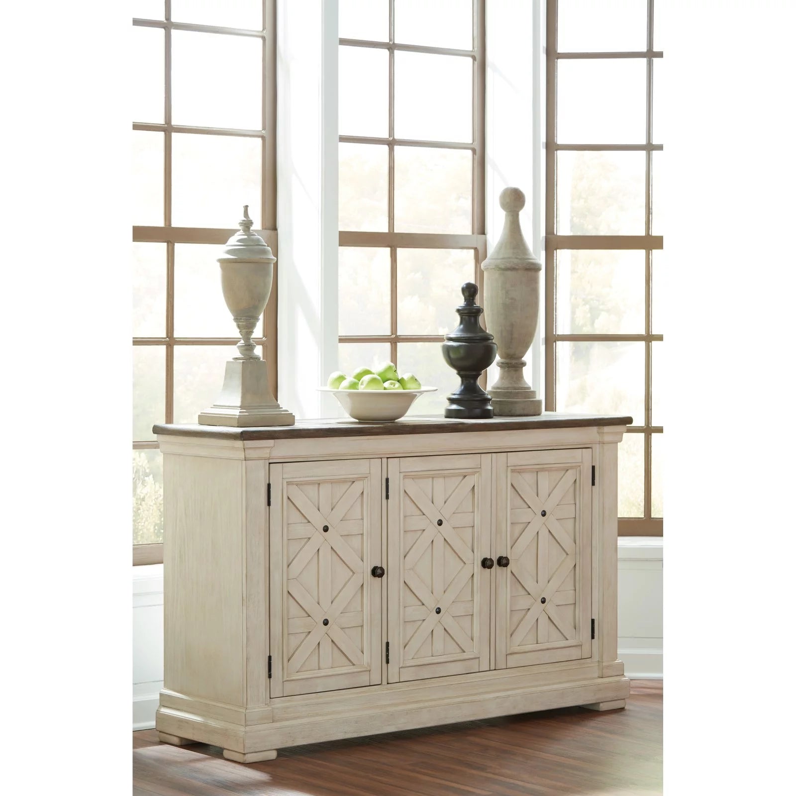 Antique White and Weathered Oak Server X323