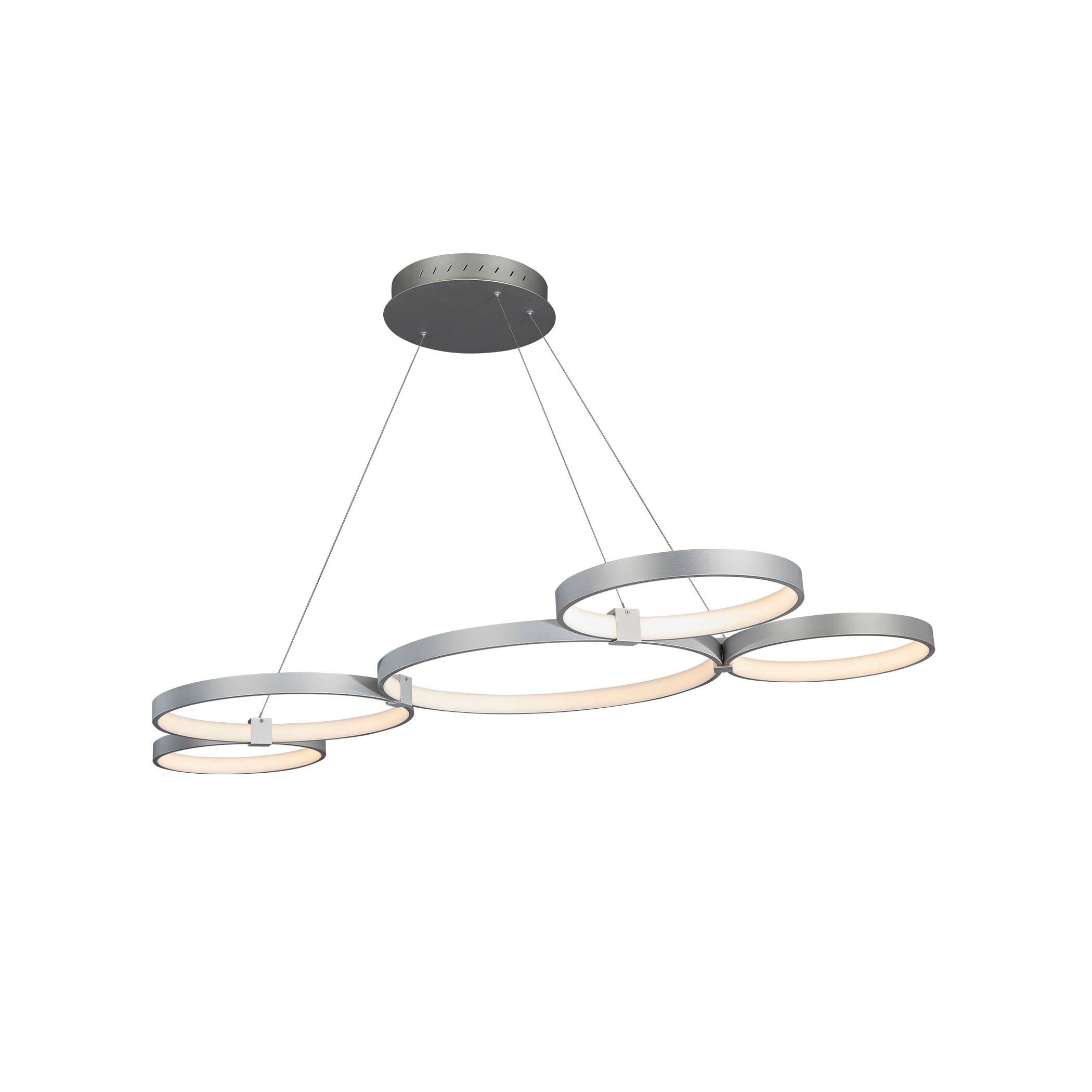 Silver 55x22 LED Adjustable Multi-Ring Chandelier I479