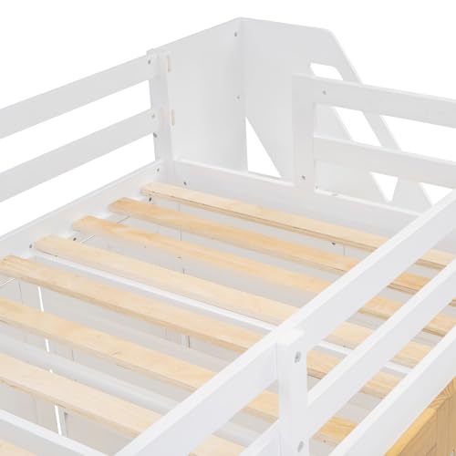 Twin Size Solid Wood Loft Bed with Storage B598