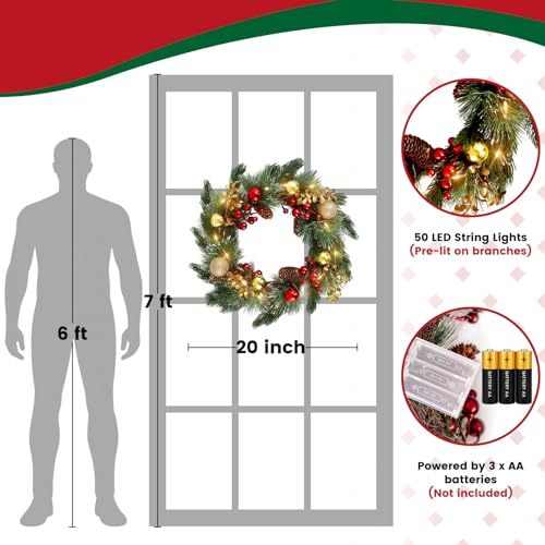 24 Inch Christmas Wreath with Lights L307