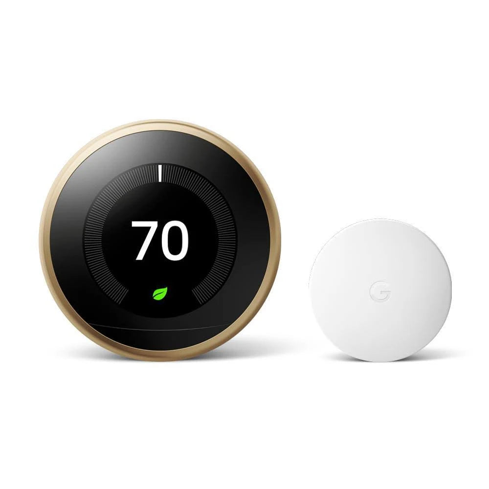 Brass Gold Nest Learning Thermostat and Temperature Sensor C119019