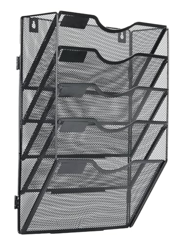 Black 3 Pocket Hanging Wall File Organizer D46502