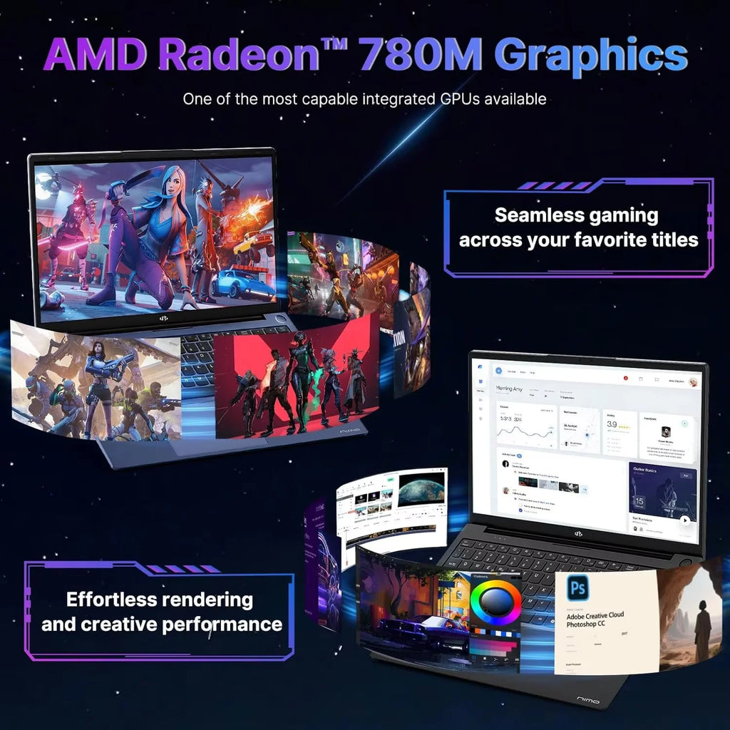 Black Gaming Laptop Ryzen 9 8945HS 32GB RAM 1TB SSD Radeon 780M T59918
