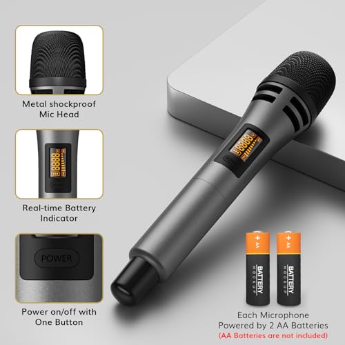 Wireless Microphone System with 4x10 Channels Cordless Handheld Microphone Y646