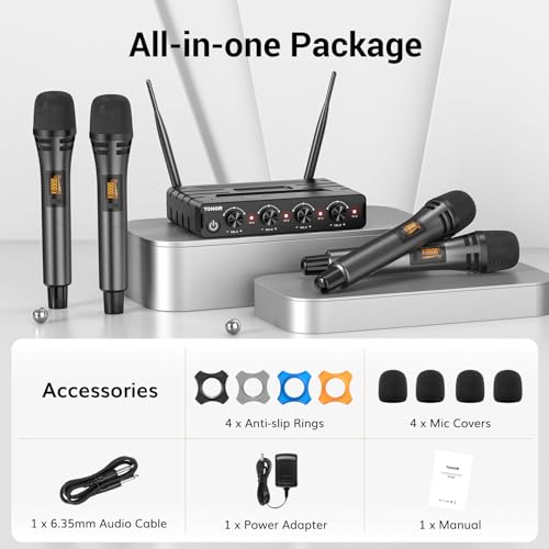 Wireless Microphone System with 4x10 Channels Cordless Handheld Microphone Y646