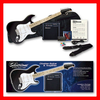 Black Electric Guitar and Amp Package K376