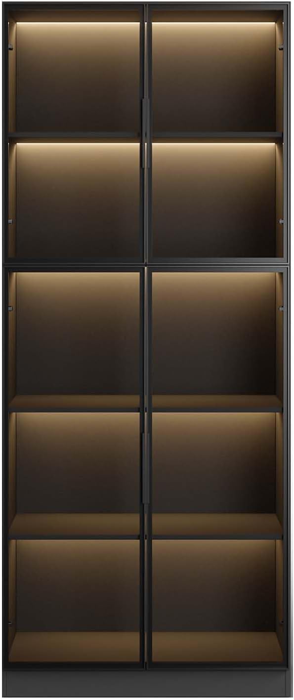 Black Wooden Display Cabinet with Glass Doors S24437