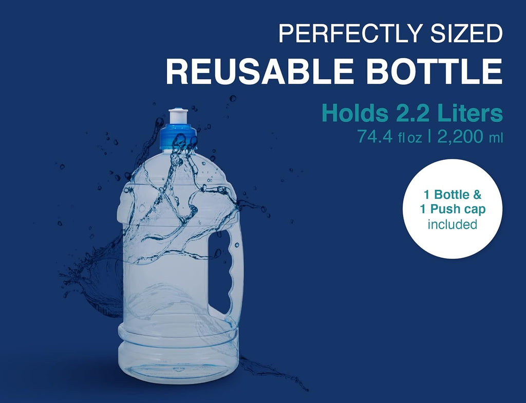 2.2 Liter Clear Plastic Water Bottle with Push Cap H3036
