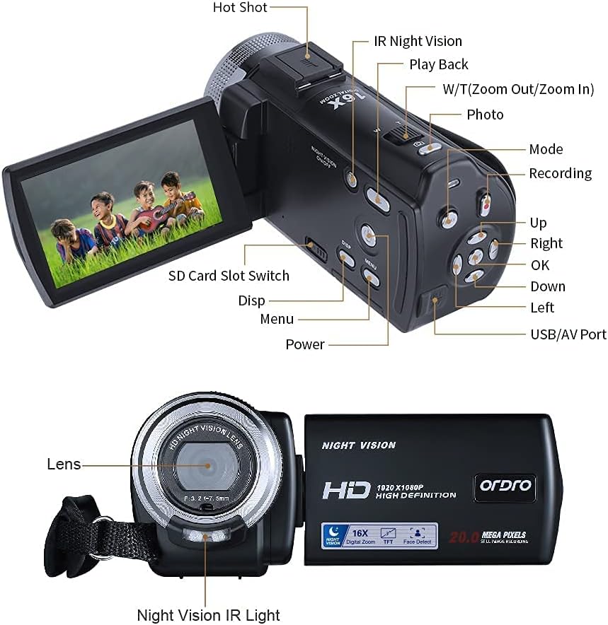1080P Digital Camcorder with IR Night Vision Light L7036