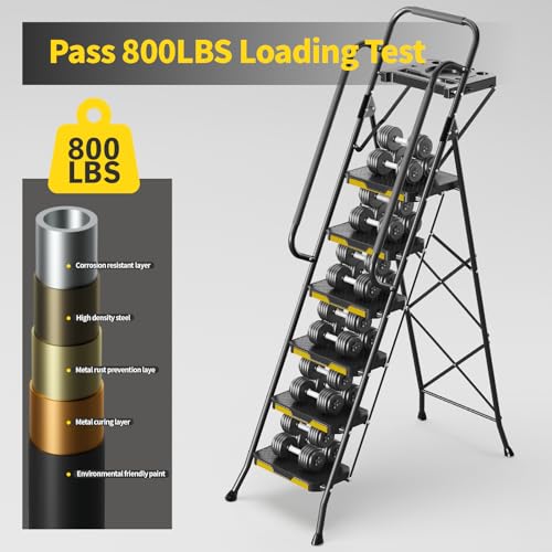 6 Step Steel Ladder with Tool Platform and Handrails E396695